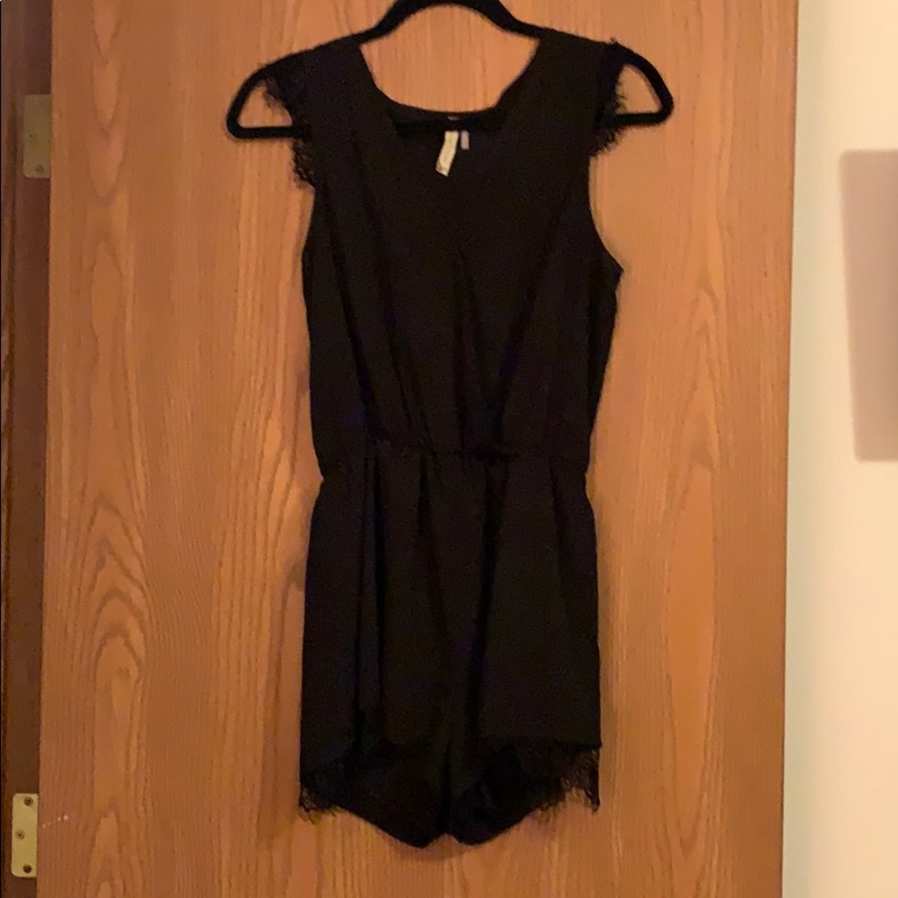 Black romper with lace - size small